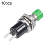 Interruptor de botón pulsador momentáneo de 2 pines multicolor de rosca de 7 mm de 10 piezas (verde)