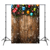 1.5m x 2.1m Nostálgico 3D Escena de nieve Pared de madera Niños Fotografía Paño de fondo