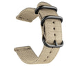 Correa de reloj de lona de nailon lavable, ancho de banda: 18 mm (caqui con hebilla de anillo negra)
