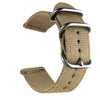 Correa de reloj de lona de nailon lavable, ancho de banda: 20 mm (caqui con hebilla de anillo plateado)