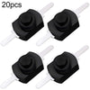 Interruptor de botón de linterna LED YT-1208-YD de 20 piezas, estilo: pies rectos (negro)