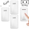 CACAZI FA8 Un botón, tres receptores, timbre inalámbrico autoalimentado para el hogar inteligente, enchufe de la UE (blanco)