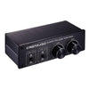 LINEPAUDIO A977 Conmutador de 2 entradas y 2 salidas Preamplificador pasivo de equilibrio completo Altavoz activo Controlador de volumen de fuente de sonido doble (Negro)