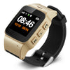 D99 + Reloj inteligente con GPS de pantalla LCD HD de 1,22 pulgadas para ancianos a prueba de agua, compatible con GPS + LBS + posicionamiento WiFi / marcación bidireccional / monitoreo de voz / prime ... larma de muñeca / valla de seguridad (oro champán)