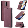 CaseMe-013 Estuche de cuero con tapa horizontal multifuncional con ranura para tarjeta y soporte para Galaxy M10 (rojo vino)