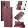 CaseMe-013 Estuche de cuero con tapa horizontal multifuncional con ranura para tarjeta y soporte para Galaxy Note 10 (vino tinto)
