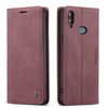 Para Galaxy A10s CaseMe-013 Estuche de cuero con tapa horizontal multifuncional con ranura para tarjeta, soporte y billetera (rojo vino)
