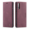 Para Galaxy A70s CaseMe-013 Estuche de cuero con tapa horizontal multifuncional con ranura para tarjeta, soporte y billetera (rojo vino)