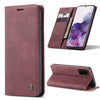 Para Galaxy S20 Plus CaseMe Estuche de cuero con tapa horizontal multifuncional, con ranura para tarjeta, soporte y billetera (rojo vino)
