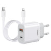 REMAX RP-U68 20W USB+USB-C/Type-C Dual Interface Fast Charger Set, Especificación:Enchufe de la UE (Blanco)