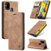 Para Galaxy M31 CaseMe-013 Estuche de cuero con tapa horizontal multifuncional con ranura para tarjeta, soporte y billetera (marrón)