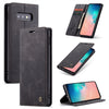 CaseMe-013 - Estuche multifuncional de cuero con tapa horizontal, esmerilado retro, para Galaxy S10 E, con ranura para tarjeta, soporte y billetera (negro)