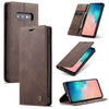 CaseMe-013 Estuche multifuncional de cuero abatible horizontal retro esmerilado para Galaxy S10 E, con ranura para tarjeta, soporte y billetera (café)
