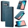 CaseMe-013 Estuche multifuncional de cuero con tapa, horizontal, esmerilado retro, para Galaxy S10 E, con ranura para tarjeta, soporte y billetera (azul)