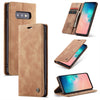 CaseMe-013 Estuche multifuncional de cuero con tapa, horizontal, esmerilado retro, para Galaxy S10 E, con ranura para tarjeta, soporte y billetera (marrón)