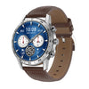 Préstamo DT70 Analógico Digital Dual Display Smart Call Watch (cuero plateado)