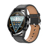 Reloj de llamada inteligente a prueba de agua con monitoreo de salud deportiva con función NFC, color: cuero negro-negro
