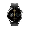 Reloj de llamada inteligente a prueba de agua con monitoreo de salud deportiva con función NFC, color: cuero negro-negro + silicona negra