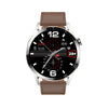 Reloj de llamada inteligente a prueba de agua con monitoreo de salud deportiva con función NFC, color: cuero marrón plateado + silicona roja