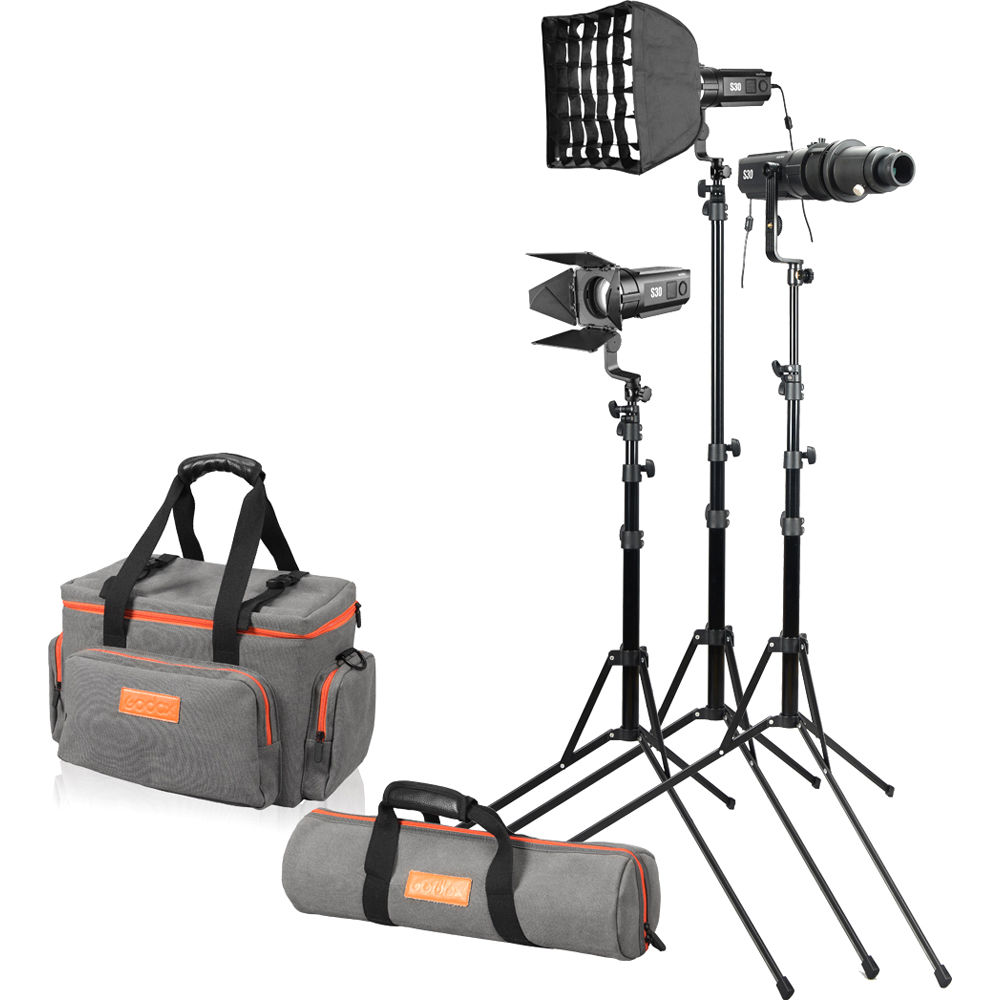 Kit Godox S30-D con tres luces LED enfocables