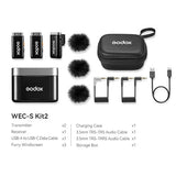 Godox WEC-S Kit 2 Micrófono Doble Para Cámaras Sony y Dispositivos Móviles