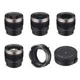Samyang Maleta 4 Lentes Cine 24mm 35mm 45mm y 75mm T1.9 Adaptador Enfoque Manual y Lens Station