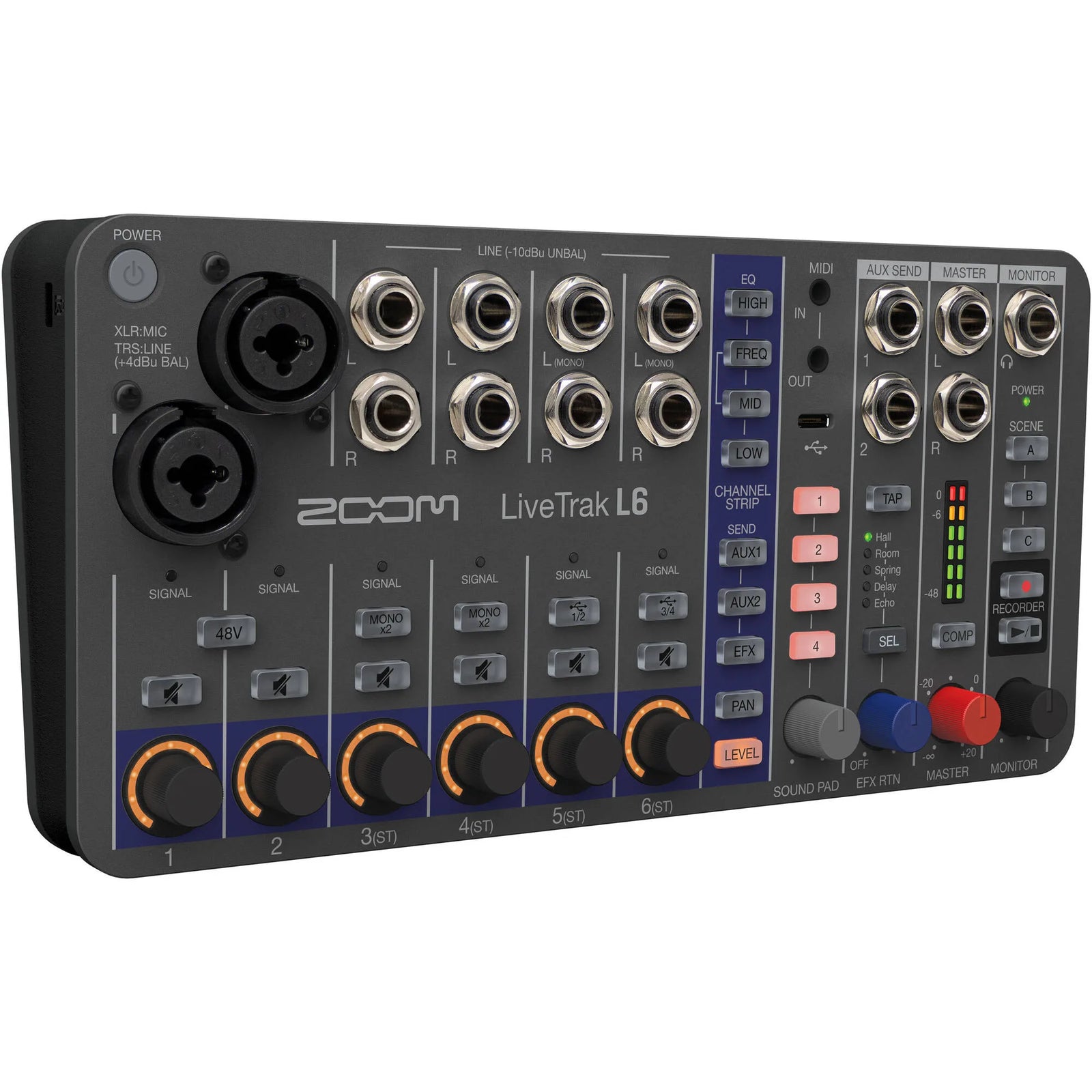 Zoom LiveTrak L-6 Mezclador Digital Portátil de 6 Canales y Grabadora Multipista  L6