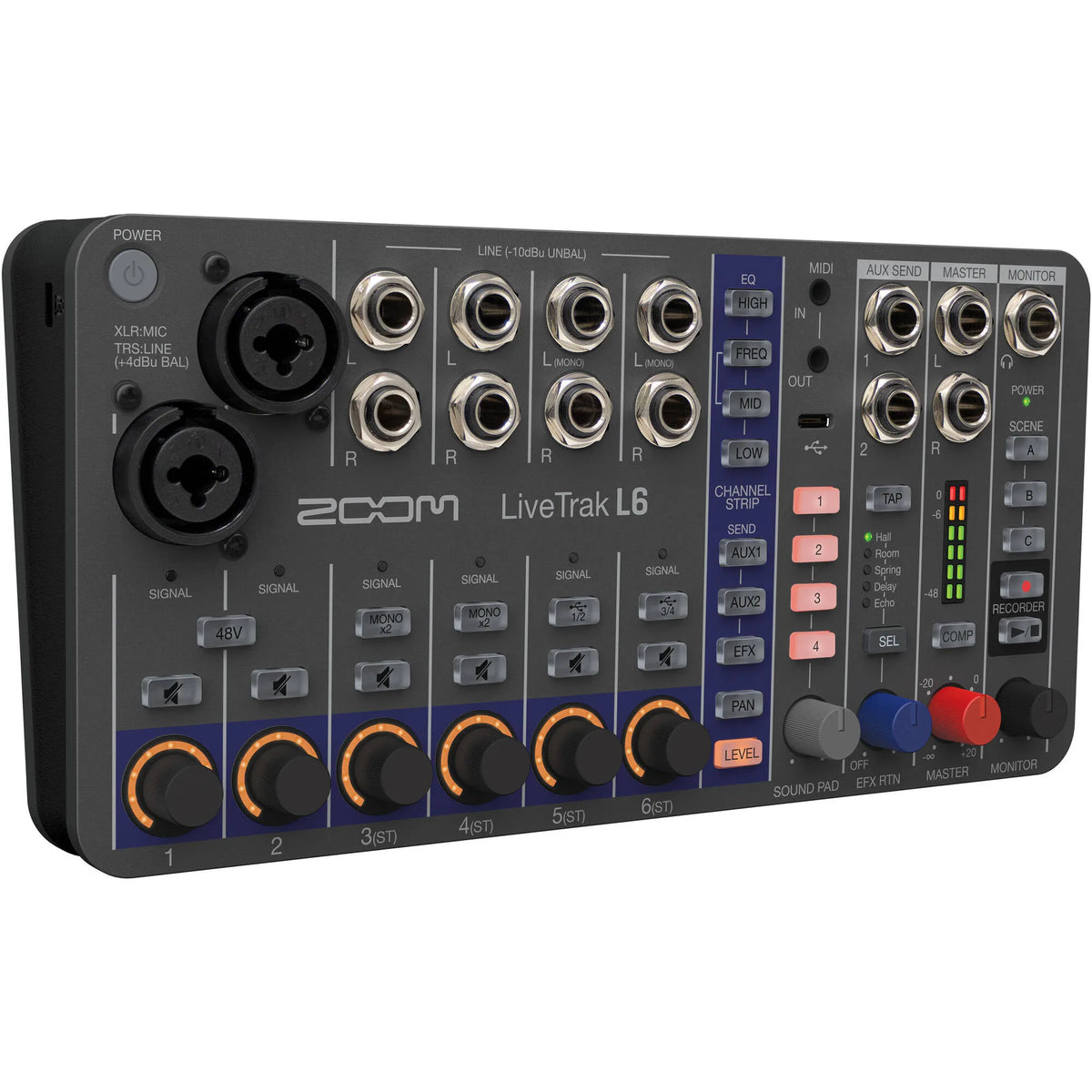 Zoom LiveTrak L-6 Mezclador Digital Portátil de 6 Canales y Grabadora Multipista  L6