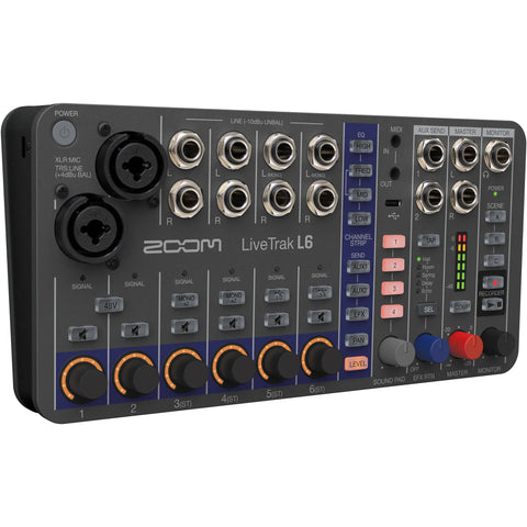 Zoom LiveTrak L-6 Mezclador Digital Portátil de 6 Canales y Grabadora Multipista  L6
