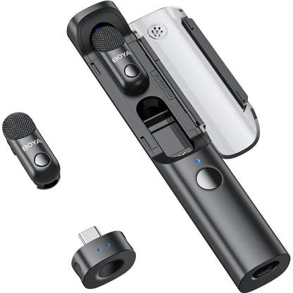 Boya BY-BOYA MAGIC 01 Micrófono Multifunción, Escritorio y Solapa Doble USB-C-Lightning y Trípode