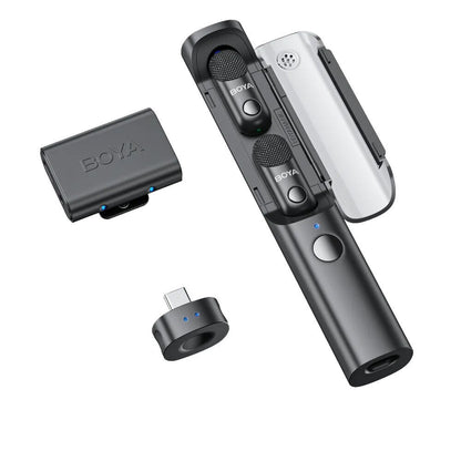 Boya BY-BOYA MAGIC 01 Micrófono Multifunción, Escritorio y Solapa Doble USB-C-Lightning y Trípode