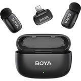 Contenido del Boya BOYAMINI 2-03: dos micrófonos, receptor y estuche