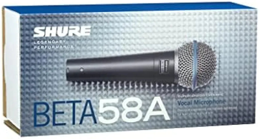 Shure BETA 58A Vocal Microphone - Single Element Supercardioid Dynamic Mic for Stage and Studio, Includes A25D Adjustable Stand Adapter, 5/8” to 3/8”  Thread Adapter and Storage Bag