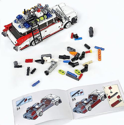 HI-REEKE Ghost Buster ECTO-1 Kit de construcción para adulto, creador de coches de campeón de velocidad, bloques de construcción, juego de juguetes Creator-605PCS