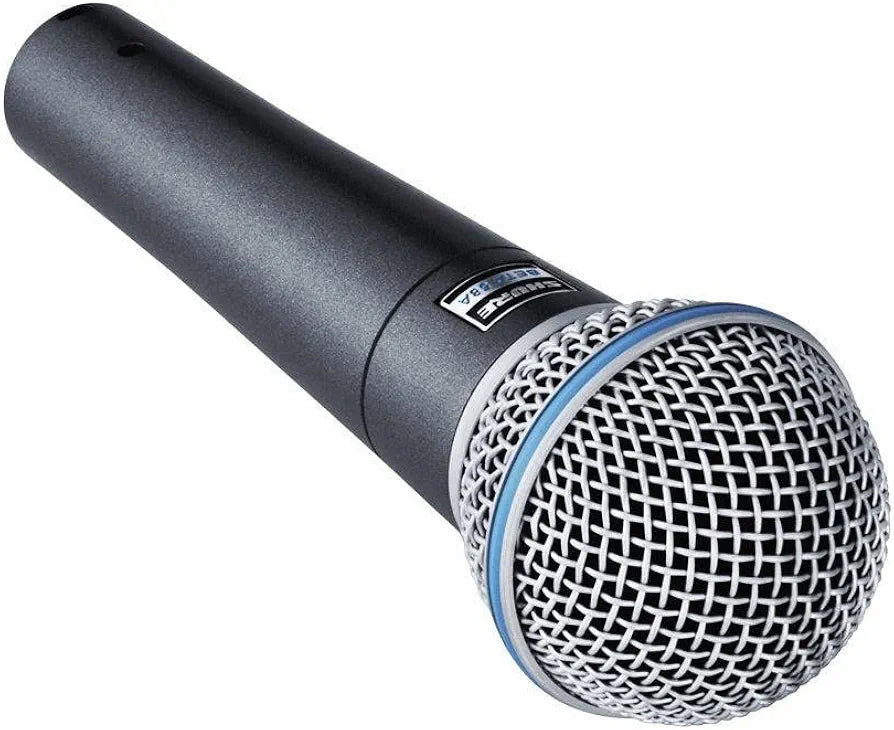 Shure BETA 58A Vocal Microphone - Single Element Supercardioid Dynamic Mic for Stage and Studio, Includes A25D Adjustable Stand Adapter, 5/8” to 3/8”  Thread Adapter and Storage Bag