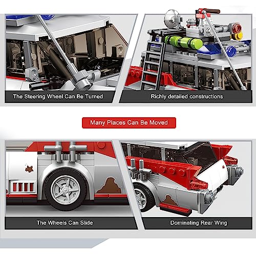 HI-REEKE Ghost Buster ECTO-1 Kit de construcción para adulto, creador de coches de campeón de velocidad, bloques de construcción, juego de juguetes Creator-605PCS