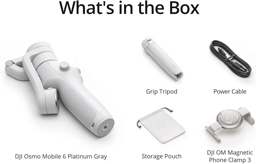 DJI Osmo Mobile 6 - Estabilizador de teléfono de 3 ejes, barra de extensión, seguimiento de objetos, portátil y plegable, para Android/iPhone, para vlogging, videos de You Tube y TikTok, gris platino