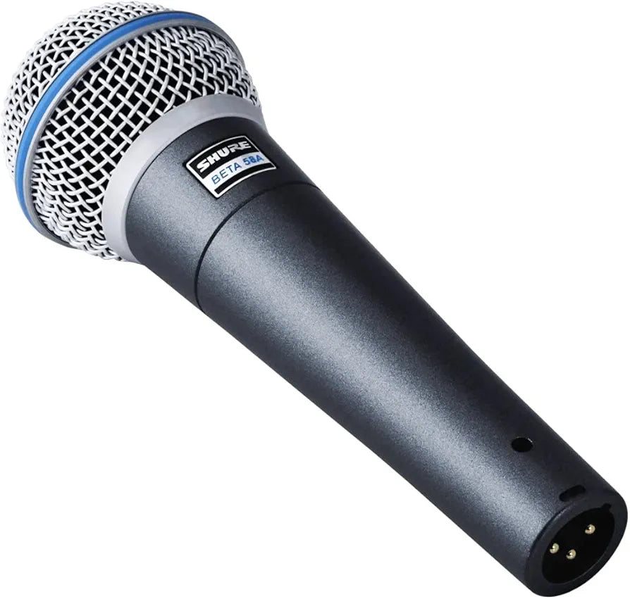 Shure BETA 58A Vocal Microphone - Single Element Supercardioid Dynamic Mic for Stage and Studio, Includes A25D Adjustable Stand Adapter, 5/8” to 3/8”  Thread Adapter and Storage Bag