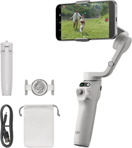 DJI Osmo Mobile 6 - Estabilizador de teléfono de 3 ejes, barra de extensión, seguimiento de objetos, portátil y plegable, para Android/iPhone, para vlogging, videos de You Tube y TikTok, gris platino