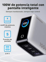 Cargador UGREEN Nexode Pro 100W pantalla detalle de características
