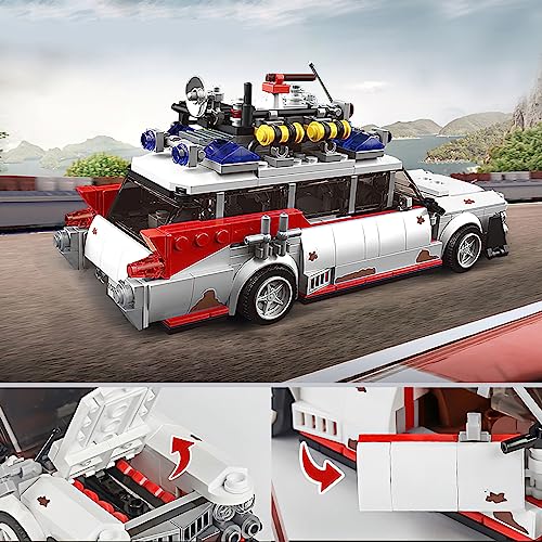 HI-REEKE Ghost Buster ECTO-1 Kit de construcción para adulto, creador de coches de campeón de velocidad, bloques de construcción, juego de juguetes Creator-605PCS