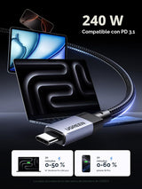Cable UGREEN Thunderbolt 4 activo 2 m medidas y diseño