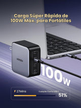 Cargador UGREEN Nexode 100W 4 USB-C detalle de características