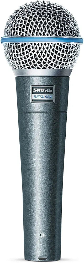 Shure BETA 58A Vocal Microphone - Single Element Supercardioid Dynamic Mic for Stage and Studio, Includes A25D Adjustable Stand Adapter, 5/8” to 3/8”  Thread Adapter and Storage Bag