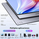 Monitor portátil UGREEN 16 pulgadas puertos y conexiones