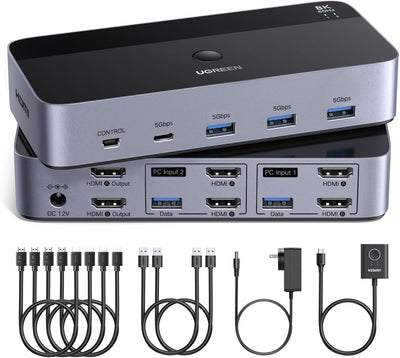 Switch KVM UGREEN HDMI 8K 2 monitores vista principal