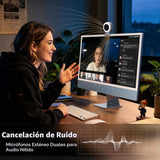 Cámara web UGREEN 4K luz de anillo medidas y diseño