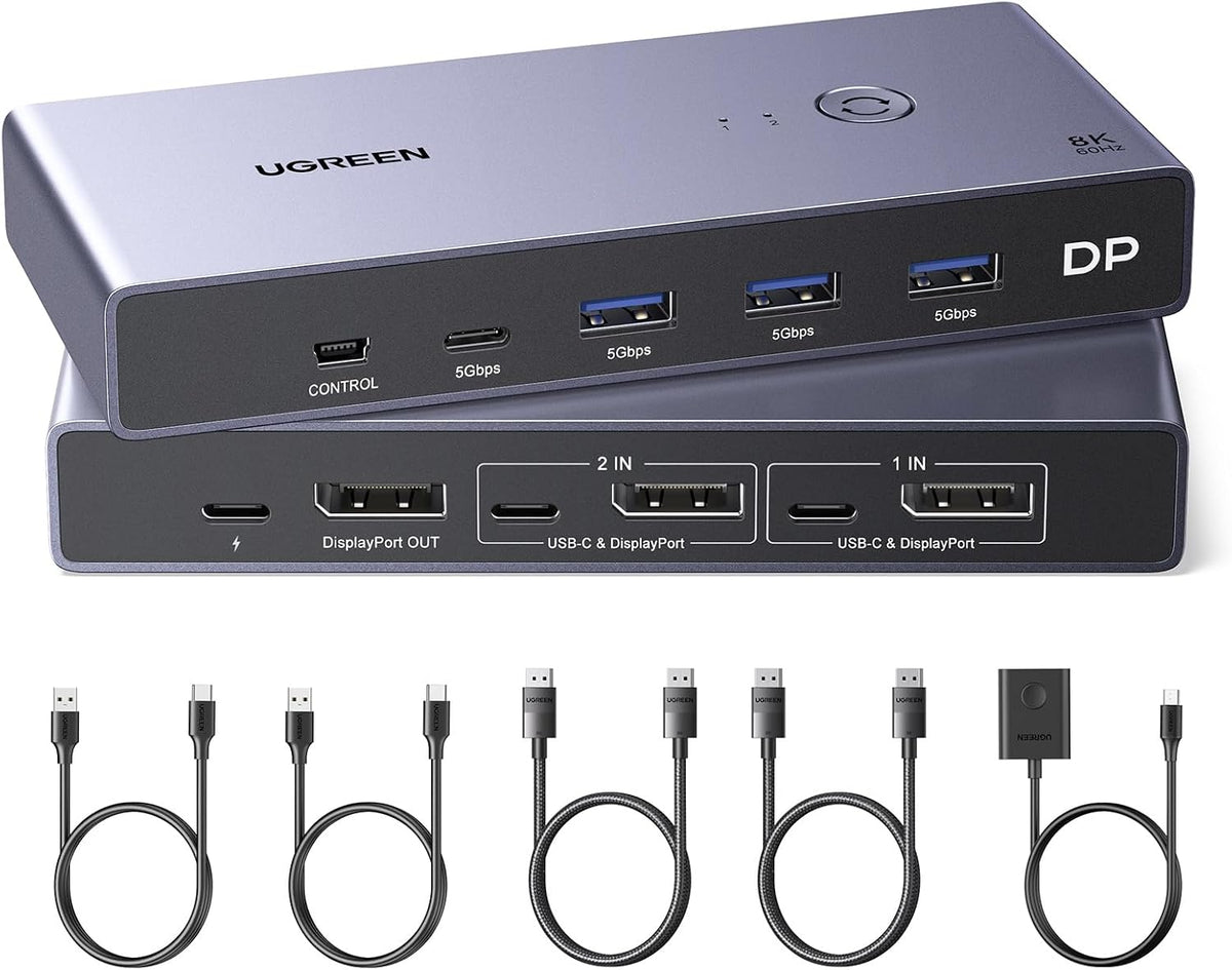 Switch KVM UGREEN DP 2 en 1 vista principal