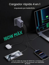 Cargador UGREEN Nexode Pro 160W 4 puertos detalle de características