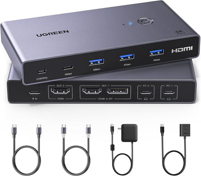 Switch KVM UGREEN USB-C 2 notebooks vista principal